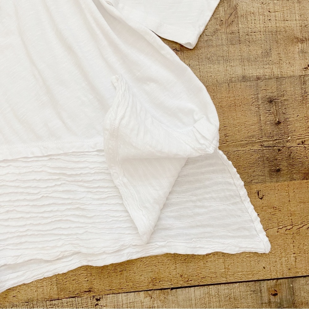 Crisp All White Cotton TUNIC with Asymmetrical Hem - Picture 6 of 11